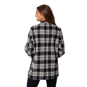 Fornia x Dillards Women’s Brushed Tweed Plaid Blazer Black Gray NWT • XS